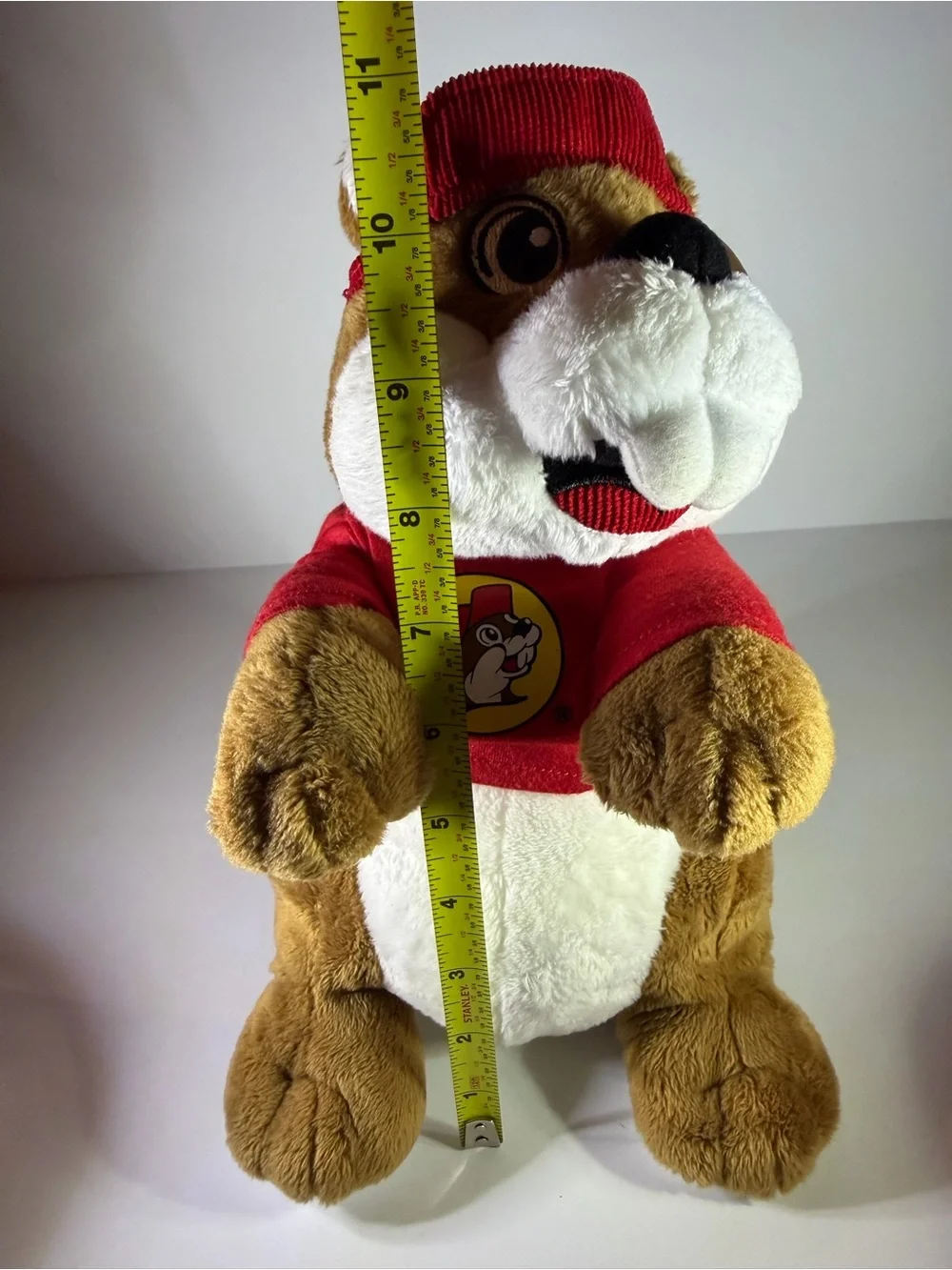 Adorable classic Buc-ee’s Beaver plush stuffed animal wearing his signature red